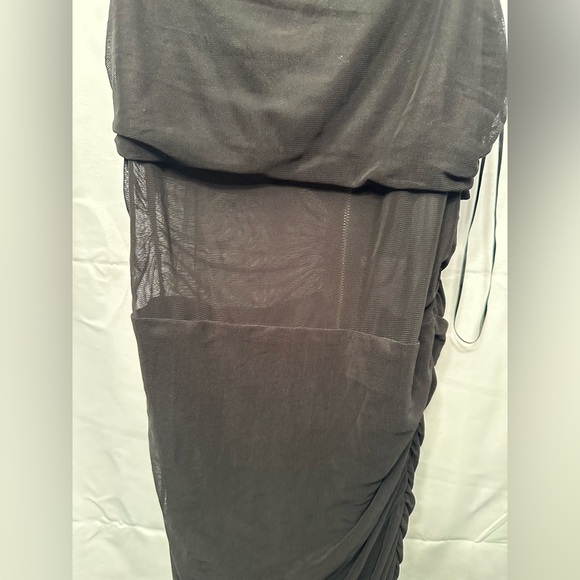 NEW M.N.I. Los Angeles Black Ruched Mini Dress Sheer Detail Zip Back Size Small - Picture 9 of 12